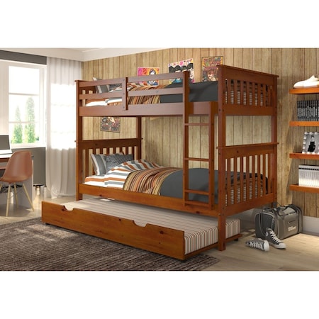 Convenience Concepts PD-120-3E-TT-503 Mission Twin Over Twin Bunk Bed with Twin Trundle - Light Espresso HI3731812